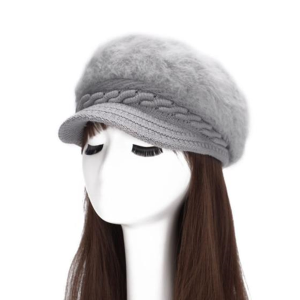 

berets winter fashion fur knitted hat soft warm hats for women wool fleece beret cold, Blue;gray