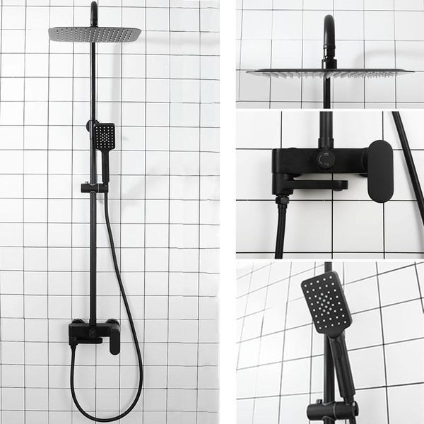 

black bathroom shower set wall mounted cold water mixer faucet sets