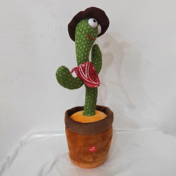 

small animal supplies 32cm led electric doll singing music dancing shake light up cactus shape plush toy dance plant learning