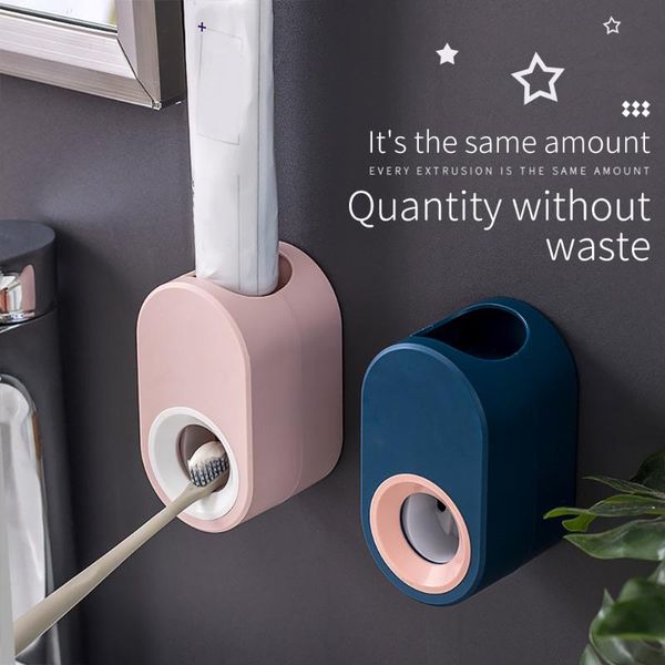 

toothbrush holders creative automatic toothpaste squeezer wall-mounted non-punch holder, lazy bathroom accessories