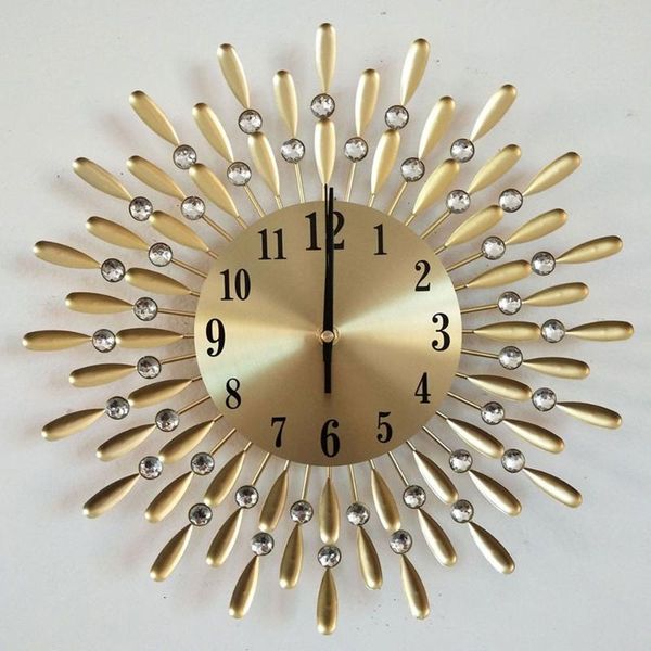 

wall clocks two colors optional modern creative design clock mute metal diamond craft home decoration bedroom living room fashion