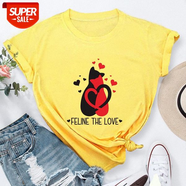 

valentine's day cat love t-shirt plus size short sleeve #tt5h, White