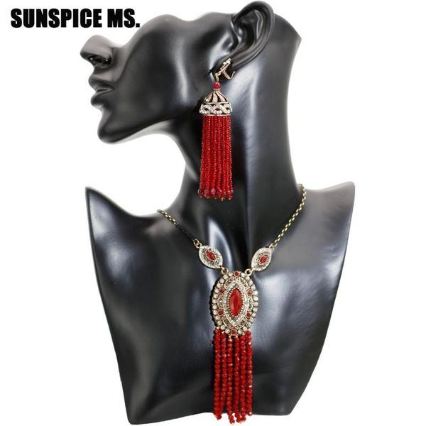 

earrings & necklace sunspice ms nigerian african beads jewelry set women wedding engagement retro vintage long tassels drop earring 2021, Silver