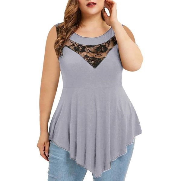 

plus size women solid color short sleeve t-shirts sleeveless floral embroidery lace tirm tee vetement femme 2021 a40 women's t-shirt, White