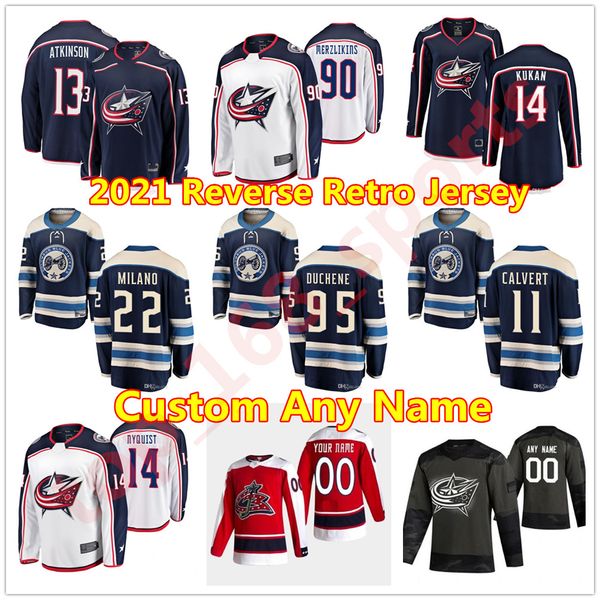 

columbus blue jackets 2021 reverse retro hockey jerseys ryan murray jersey riley nash artemi panarin emil bemstrom jakob lilja custom stitch, Black;red
