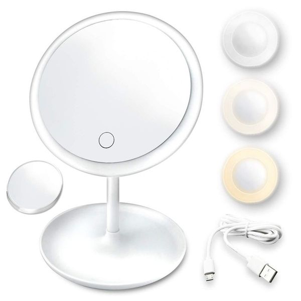 

led makeup mirror with light lamp with storage deskrotating cosmetic mirror light adjustable dimming usb vanity mirror