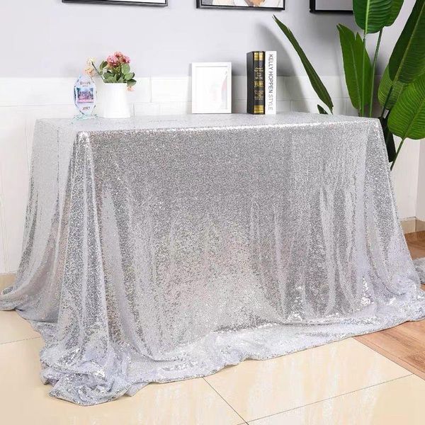 

1pc rectangle/round table cloth cover sequin silver/rose gold/champagne tablecloth for party home wedding decoration multi sizes