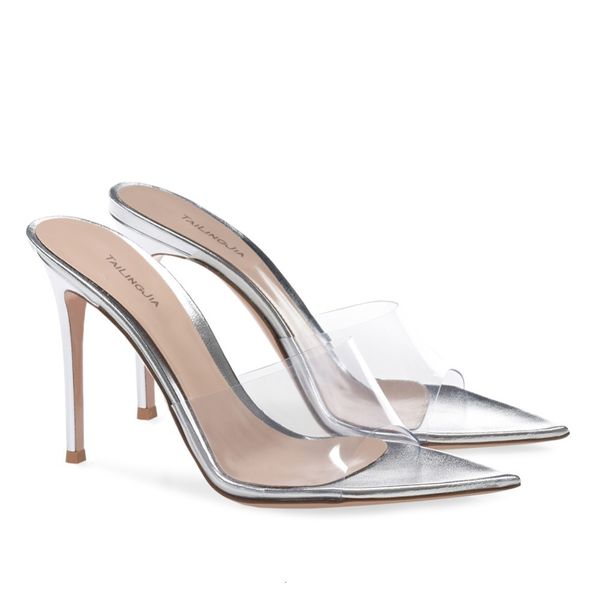 

sandals elegante aberto dedo do pÃ© apontado mule salto mulher sandÃ¡lias claras senhoras verÃ£o sapatos transparentes festa vestido de diqg, Black