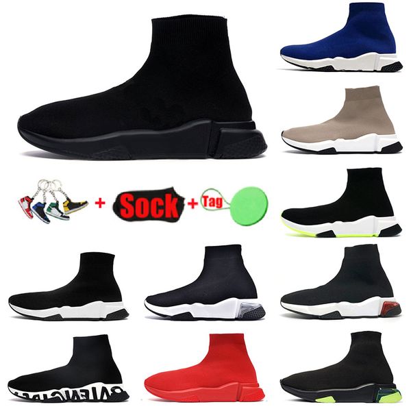 Hotsale Erkekler Kadınlar Çorap Ayakkabı Grafiti Hız Eğitmenler Temizle Sole Volt Üçlü Beyaz Siyah Profesyonel Varış Çorap Çizmeler Nefes Moda Büyük Boy 36-45