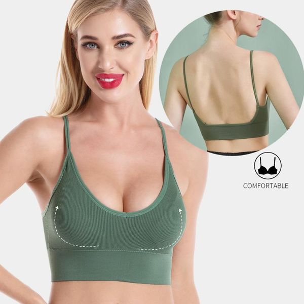 

bras 2 pcs bralette seamless bra u type backless active solid crop push up padded comfortable wireless lingerie, Red;black