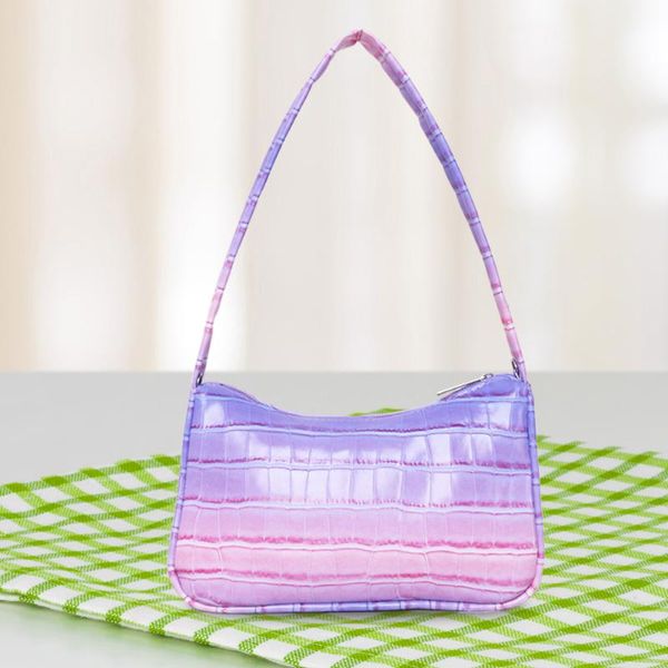 

evening bags summer gradient color pu leather vintage mini shoulder underarm bag alligator pattern zipper women fashion handbags purse