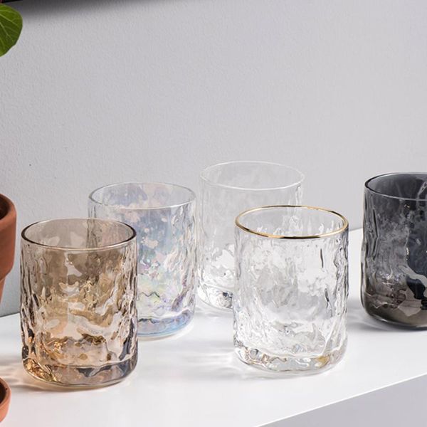 

european-style personality creative tree-grain glass household water cup drink juice breakfast milk wine wash cup. glasses