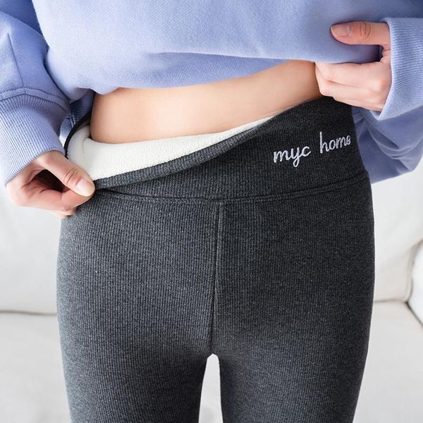 

women's leggings winter warm for women seamless thickened cashmere pants high waist cold resistant skinny leggins pantalones de mujer, Black