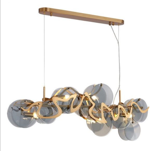 Moderne Glas-Licht-Kronleuchter-Lampen für Esszimmer, kreativer Luxus, gebürstetes Gold-Bronze, Kücheninsel, LED-Hängeleuchte