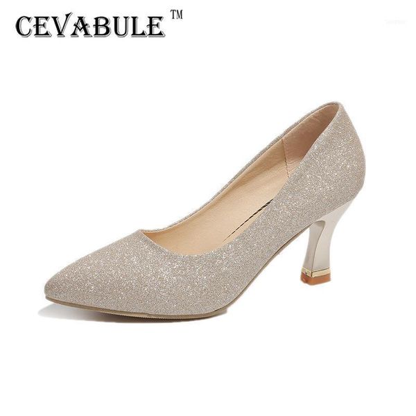 

dress shoes cevabule 2021 women kitten heels women's pointed-toe high fine with silver wedding rhinestone plus size 40 lss11, Black