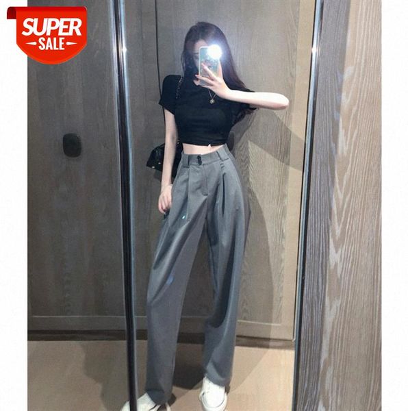 

casual pants women's fashionable temperament loose korean wide-leg all-match suit trousers ins tide #zu2p, Black;gray
