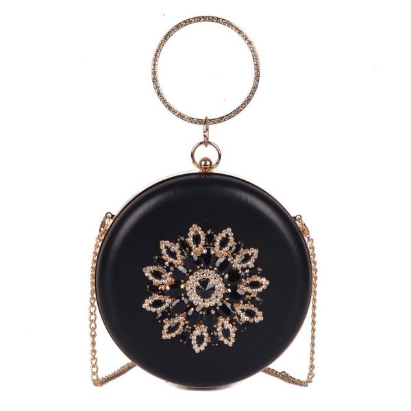 

personality diamond circular chain bag banquet shoulder hand evening bags