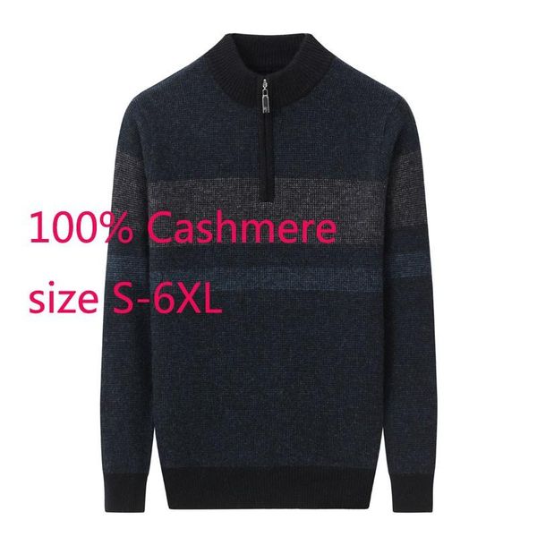

men's sweaters arrival men half high zipper collar warm large thickened autumn and winter pullovers 100% cashmere sweater plus size s-6, White;black