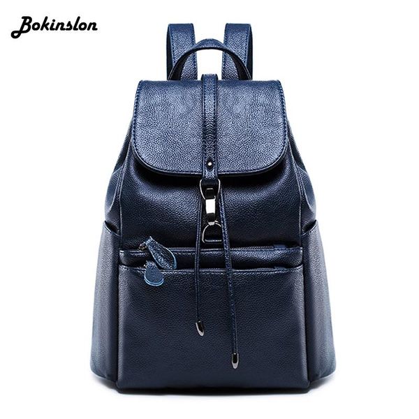 

outdoor bags bokinslon flap zipper women's backpack bag pu leather fashion wild travel casual ladies