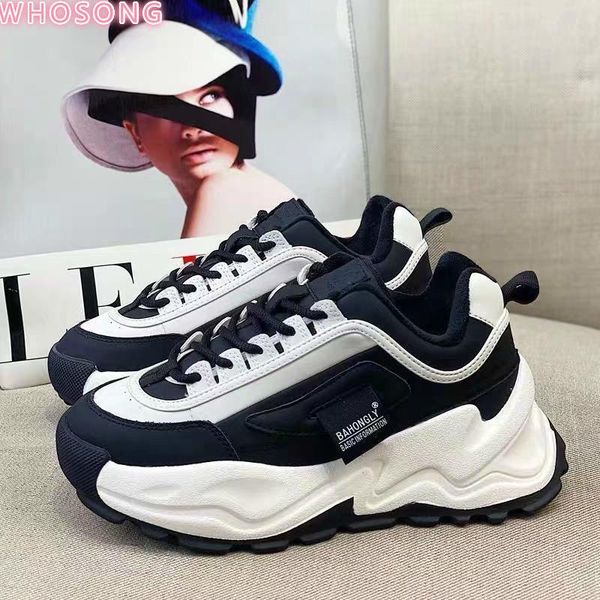 

boots 2021 winter keep warm women chunky sneakers female white platform height increasing breathable sports shoes, Black