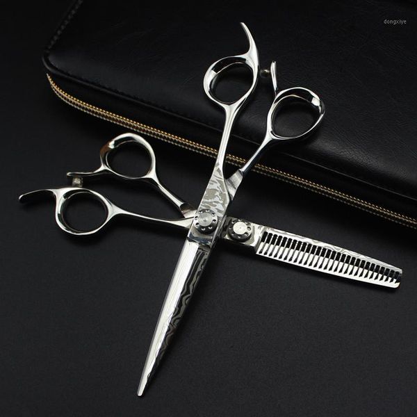 

professional damascus steel 6 '' cut hair scissors cutting barber makas haircut thinning shears set hairdressing scissors1