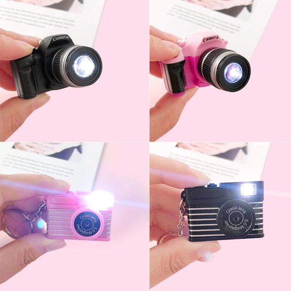 

keychains creative mini sound and light camera led keychain pendant decoration cute diy crafts flash accessories children's toys, Silver