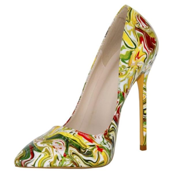 

dress shoes 2021 spring high heel multicolored leather women pointed party wedding shoe plus size heels 12cm red color pumps 35#, Black