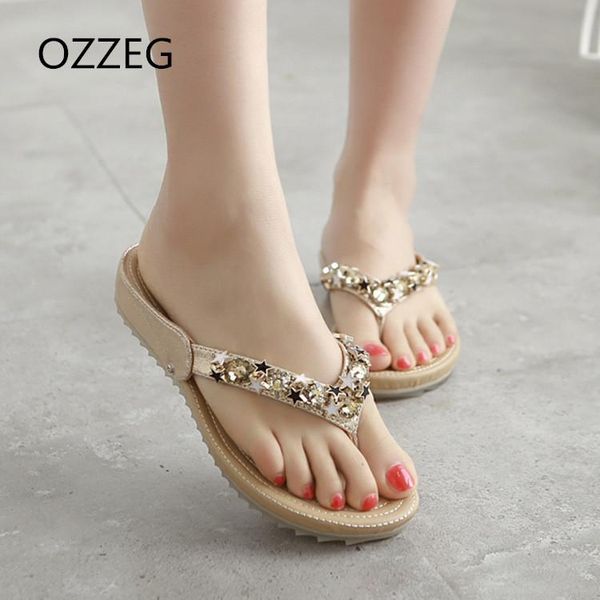 

slippers women flip flops beach bling sandals summer flat shoes slip on slides fashion platform plus size 35-43, Black