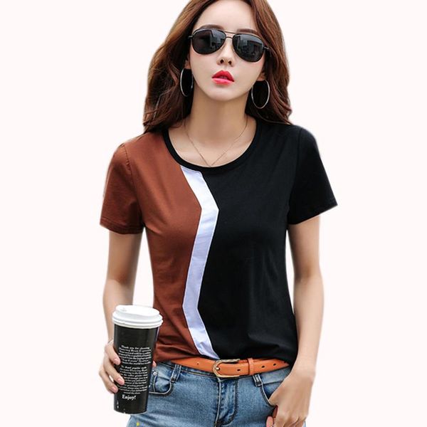 

women's t-shirt summer 2021 korean women tshirt clothes o-neck short sleeve female cotton tee shirt femme plus size green khaki, White