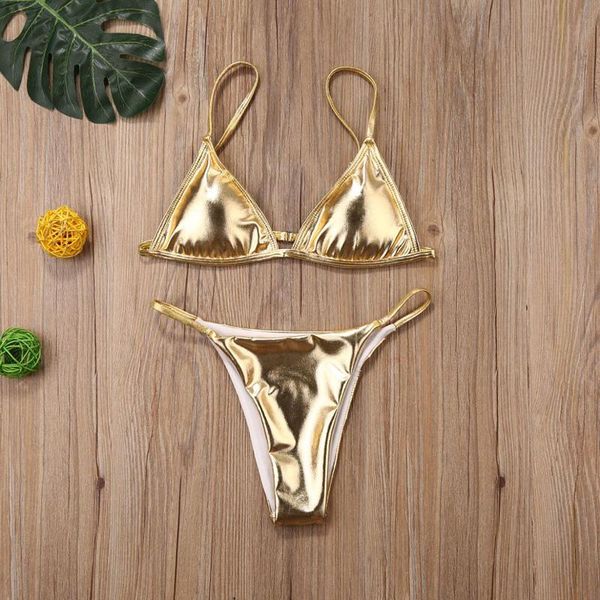 

women's swimwear 2pcs bikini set silver gold sequinis summer push up padded bra bathing beachsuit, White;black