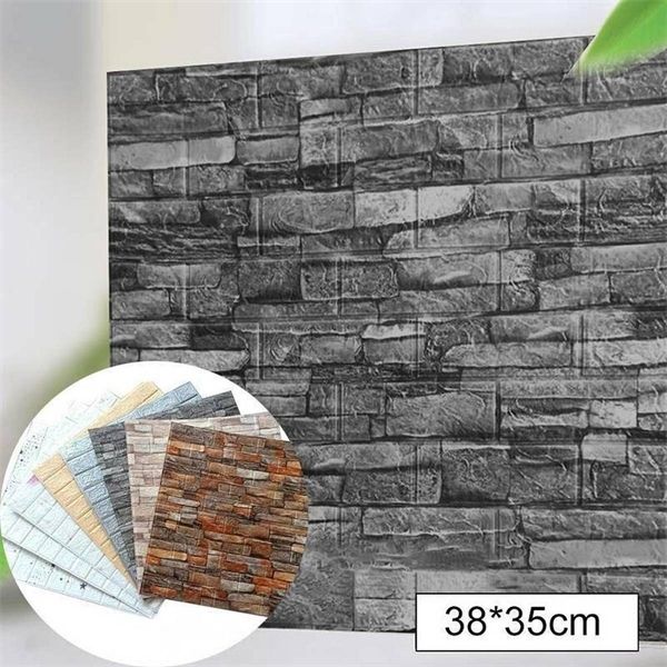 10 pçs / pacote 3d tijolo auto-adesivo adesivos de parede impermeável painel de espuma papel de parede casca e vara quarto fundo cozinha decoração y0805