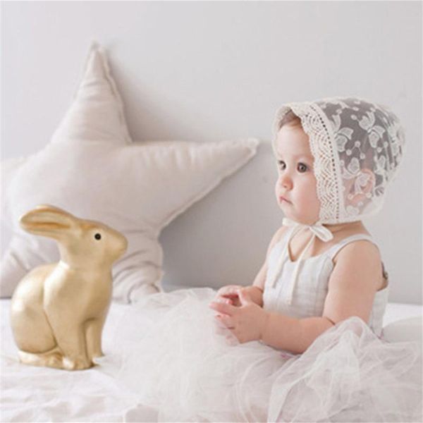 

caps & hats summer spring cap born baby sweet hat princess lace infant girl beanie ruffles lace-up po props accessories bonnet, Yellow