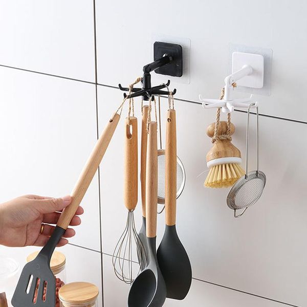 

hooks & rails abs kitchen hook organizer punch-multi-purpose 360 degree rotatable homestorage cabinet rack arrival