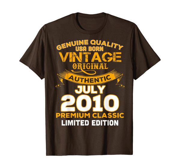 

genuine quality born in july 2010 gift 9th birthday shirt, White;black