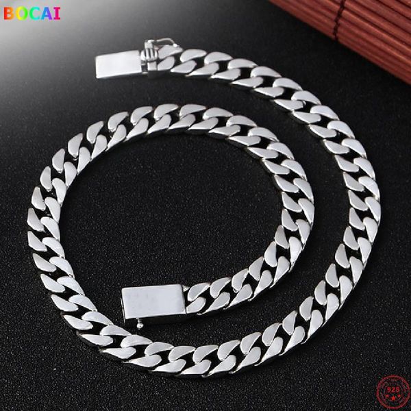 

chains s925 sterling silver necklace 2021 trend simple smooth wide thick horsewhip clavicle chain pure argentum neck jewelry for men