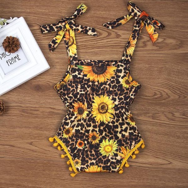 

rompers children's sunflower leopard print sling romper bodysuits & one-pieces baby girl clothes kids summer outfits jumpsuits, Blue