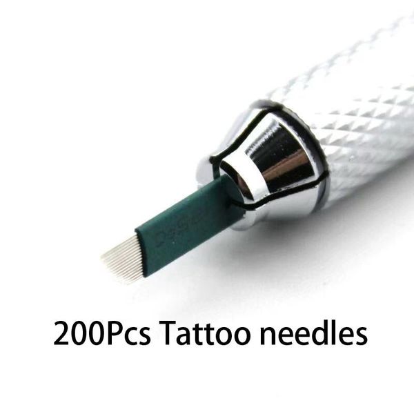 

tattoo needles 200pcs 0.18mm microblading 12 14 16 18 flex laminas nano pins blades for 3d makeup eyebrow pen tebori embroidery