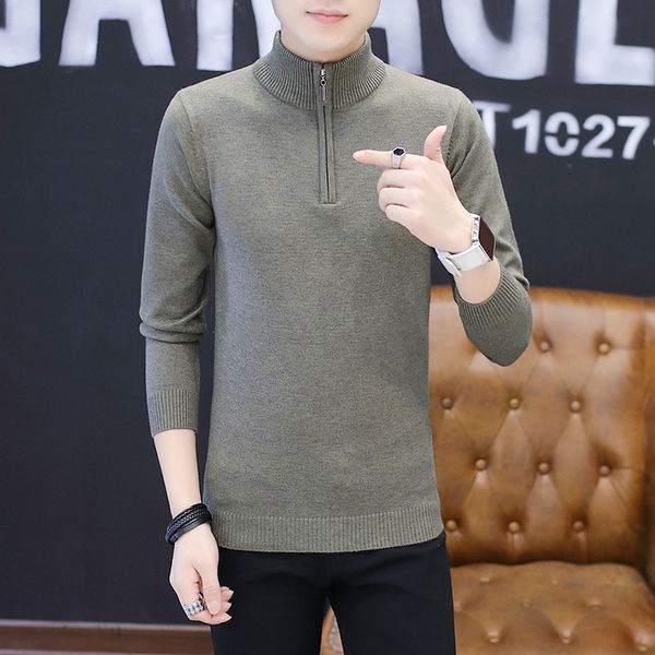 

men's sweaters long-sleeve male sweater, high-casual black turtleneck navy blue, burgundy, beige winter, fashion dcbg, White;black