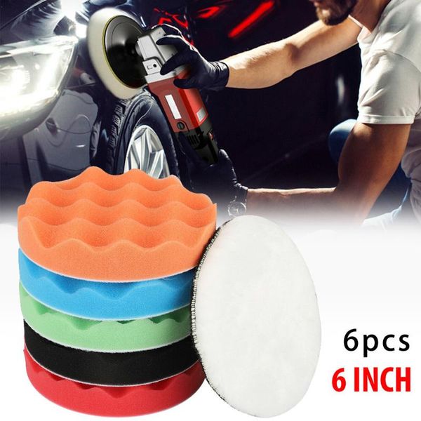

car sponge kit polishing pad reusable round set waxing wheel 6 inch 6pcs