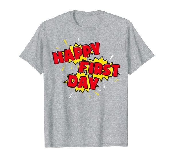 

happy first day of school, superhero comic book style shirt, White;black