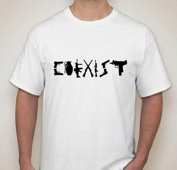 

coexist t shirt tee gun rights 2nd amendment pistols gun rights 2a, White;black