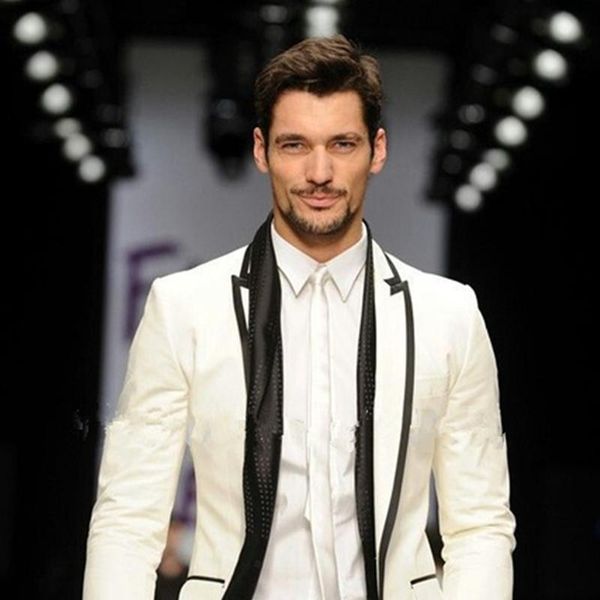 

latest coat pant designs custom made to measure men suit ivory groom tuxedo jacket with black edge tailored mens suits men's & blazers, White;black