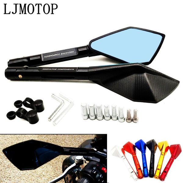 

motorcycle mirrors mirror aluminum motorbike handlebar rearview blue forÂ yamahar 125 250 600r600 xt250 tricker dt230 dt125