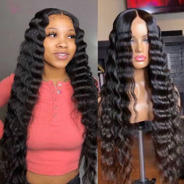 

lace wigs 13x4 deep wave front human hair remy brazilian pre plucked for women 150% 180% density 14-30 inch, Black;brown