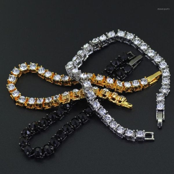 

link, chain 8inch hip hop men women tennis bracelets iced out 1 row rhinestones bling crystal bracelet drop1, Black