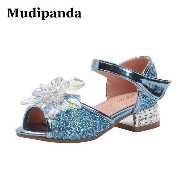 

child's girls sandals 2021 summer kids hollow princess fish mouth shoes baby sequins crystal flower children high heels sandal, Black;red