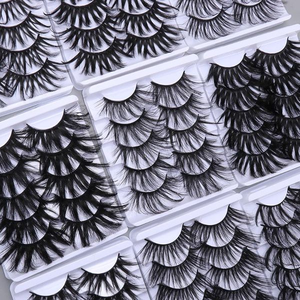 

false eyelashes 5pairs 6d 25mm faux mink hair cruelty-wispy dramatic long fake lashes handmade fashion eyelash extension tool