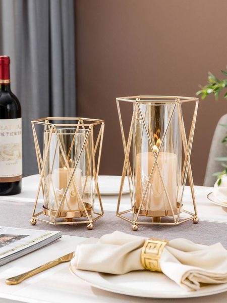 

candle holders brass gold glass holder christmas nordic wedding vases windproof porta velas decoration for home sts53