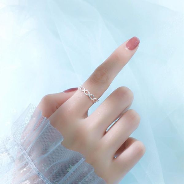 

cluster rings yizizai vintage fashion simple twist infinity silver color for women opening geometric jewelry, Golden;silver