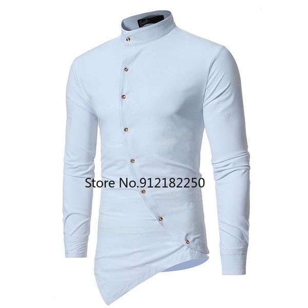 

men's casual shirts mens white paisley dress camisas hombre 2021 fashion slim fit long sleeve shirt men business mandarin collar, White;black